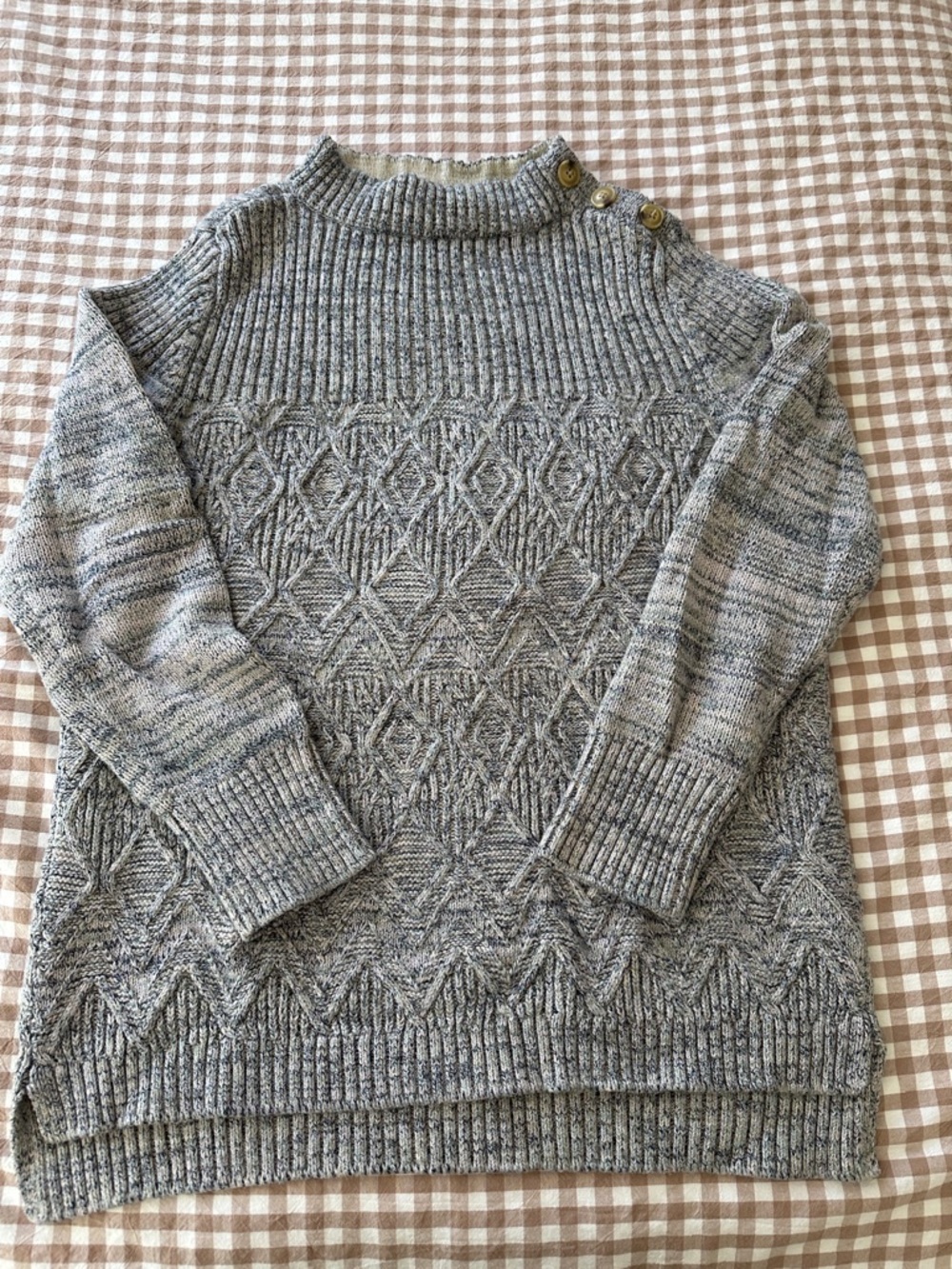 Talbots Marled Mockneck Sweater With 3-button Detail At The Neckline